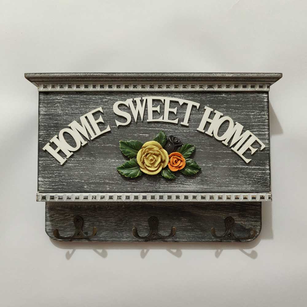 Home sweet home ash color wooden key holder Cynor