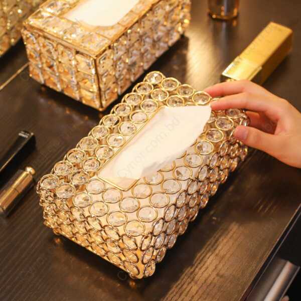 Golden Color Metal Body Tissue Box Holder