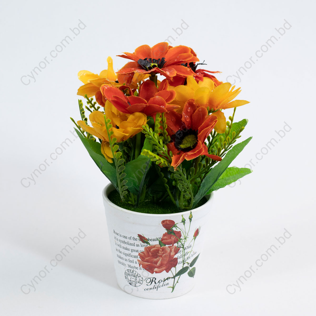 White Ceramic Pot with Artificial Flower Arrangement Cynor