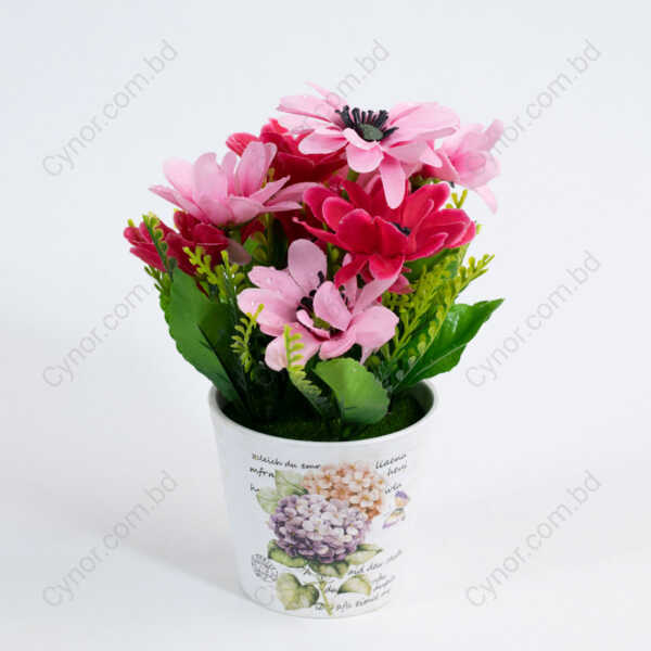 White Ceramic Pot with Artificial Flower Arrangement Cynor