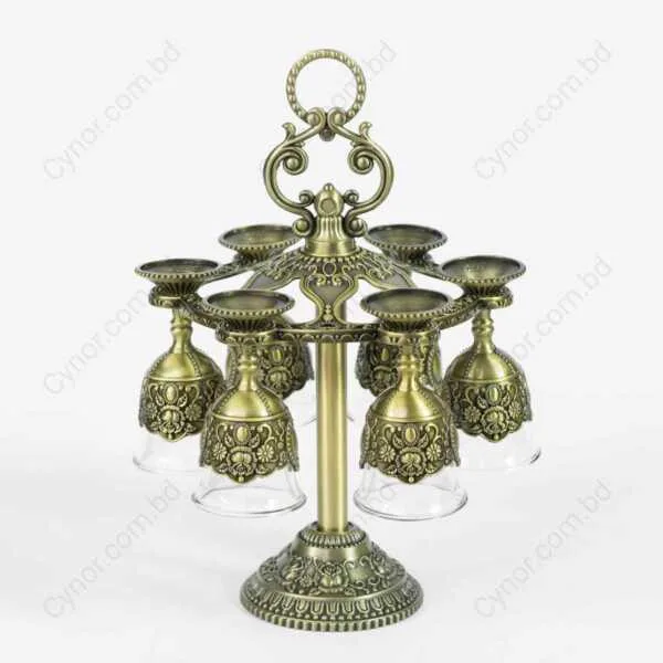 Antique Color Arabian Style  Metal and Glass Hanging Cup Set