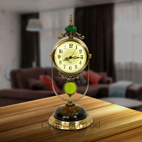 Luxury Desk Clock With Elegant Art On Base