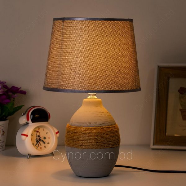 Ash Color Ceramic Body and Shade Table Lamp