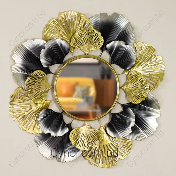 Golden and Black Color Metal Body Wall Mirror
