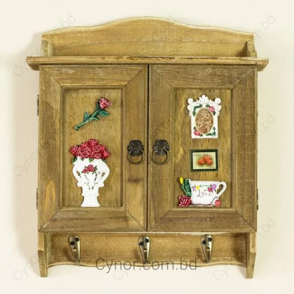 Wooden Body Two Door Vintage Key Holder