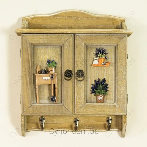 Wooden Body Two Door Vintage Key Holder