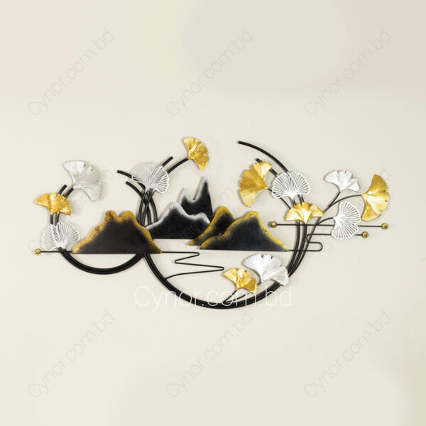 Golden and Silver Color Metal Body Ginkgo Leaf Design Wall Decor