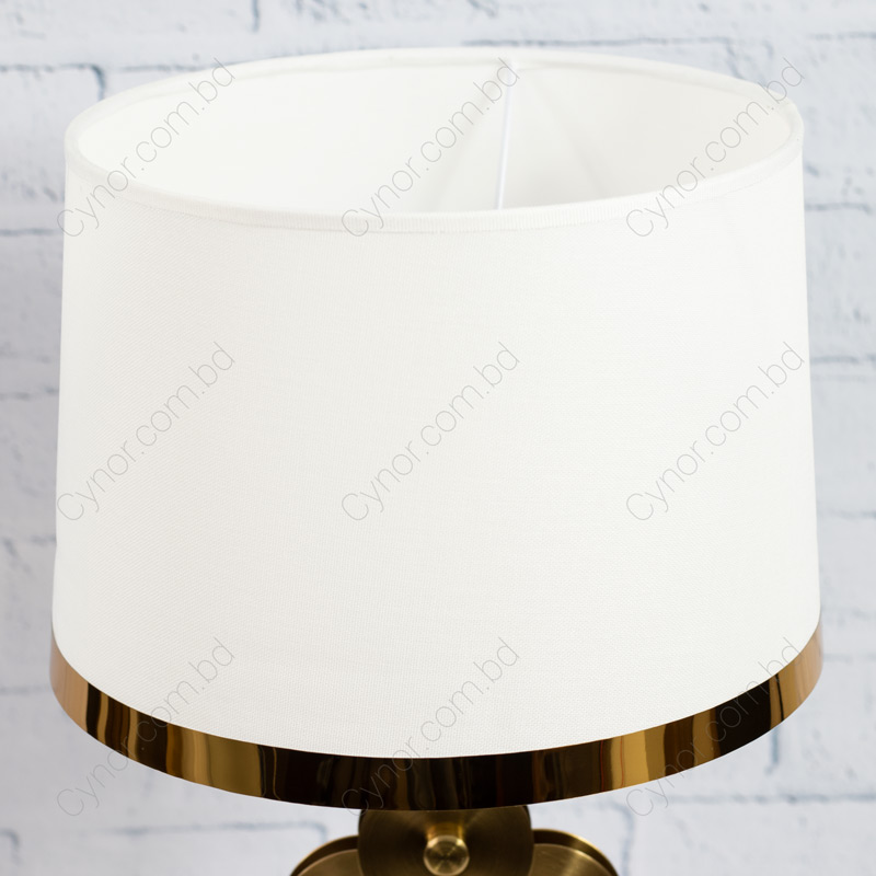 Table Lamp, White Shade, Faceted Brown Glass Body, Gold Metal Base