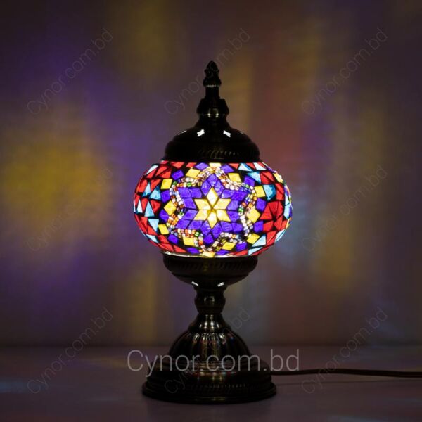 Mosaic and Glass Stone Made Multi Color Turkish Table Lamp