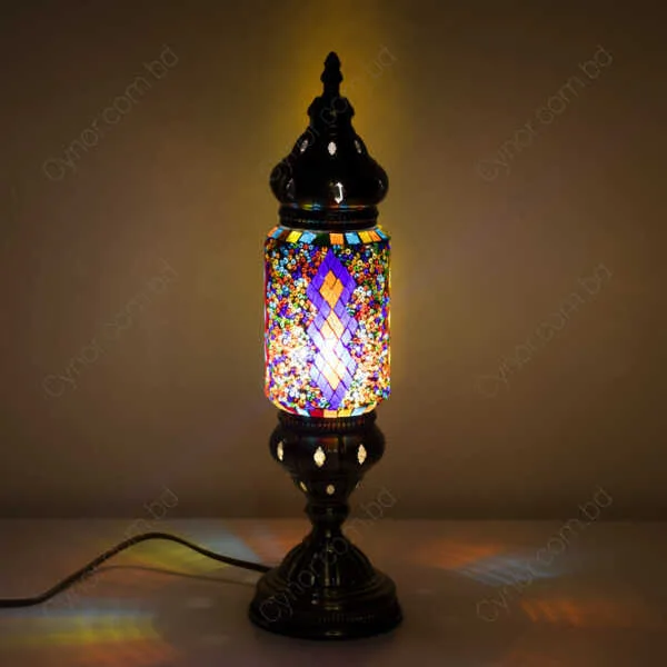 Multi Color Glass Design Mosaic Turkish Table Lamp