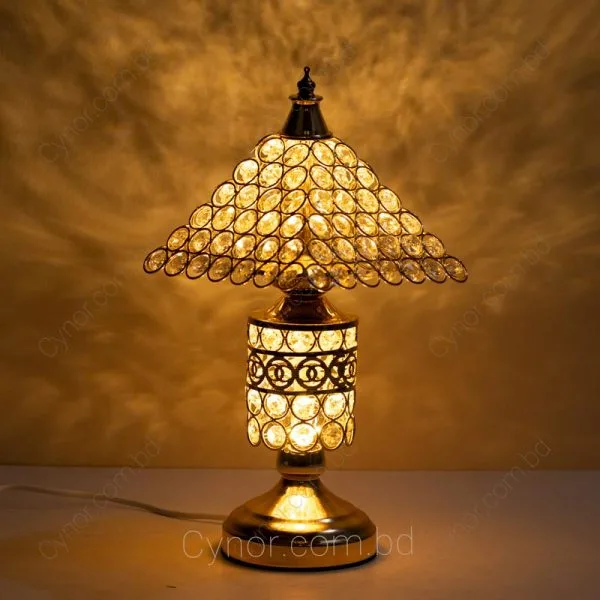 Golden Color Full Metal Body Crystal Stone Design Double LED Light Table Lamp