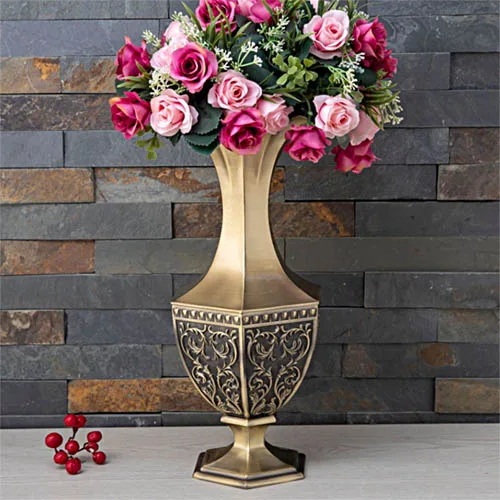 Luxury Vintage Hexangular Metal Flower Vase