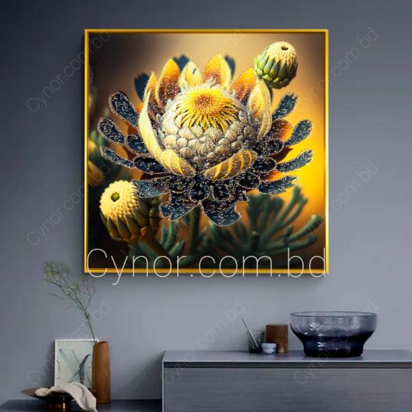 Golden Color Metal Aluminium Frame Resin with Stone Design Wall Decor
