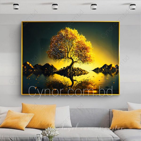 Golden Color Metal Aluminium Frame Resin & Stone Design Wall Frame Decor