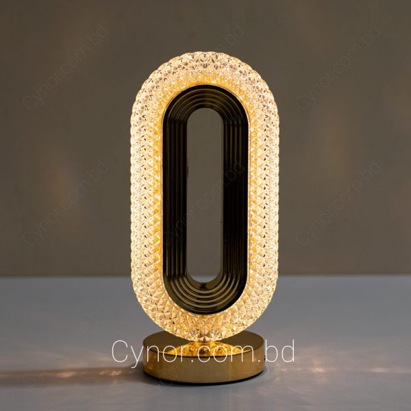 Golden Color Plastic Body Oval Crystal Design Rechargeable 1 in 3 colors Table Lamp
