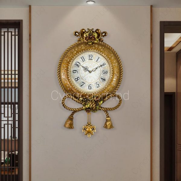 Fiber Made Body Chocolate Color Retro Vintage Design Pendulum Wall Clock