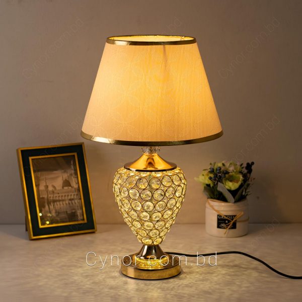 Metal Body Golden Color Crystal Stone Design LED Table Lamp