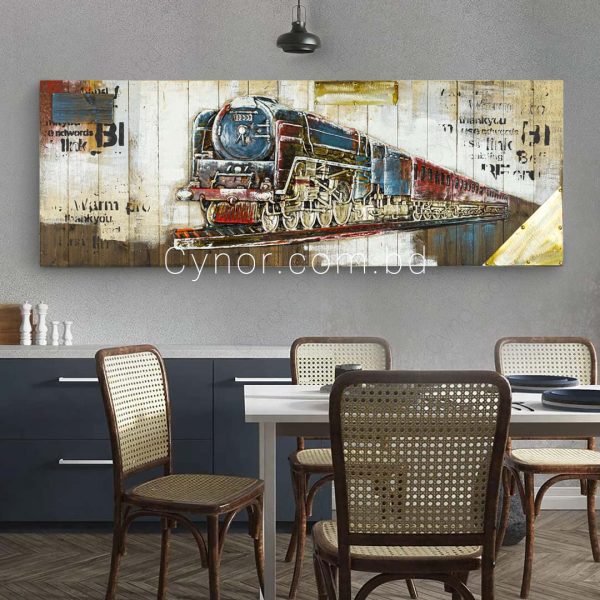 Wooden & Plastic Made Retro Vintage Style 3D Painting Train Wall Art Frame Decor
