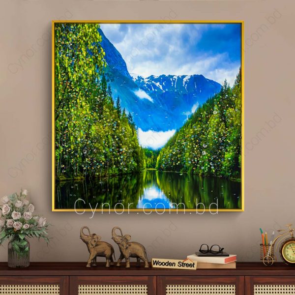 Metal Aluminium Frame Resin with Stone Design Nature Scenery Wall Frame Decor