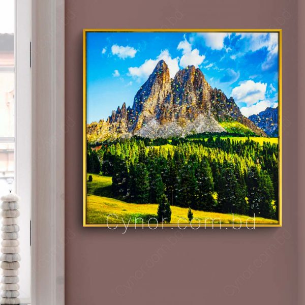 Metal Aluminium Frame Resin with Stone Design Nature Scenery Wall Frame Decor