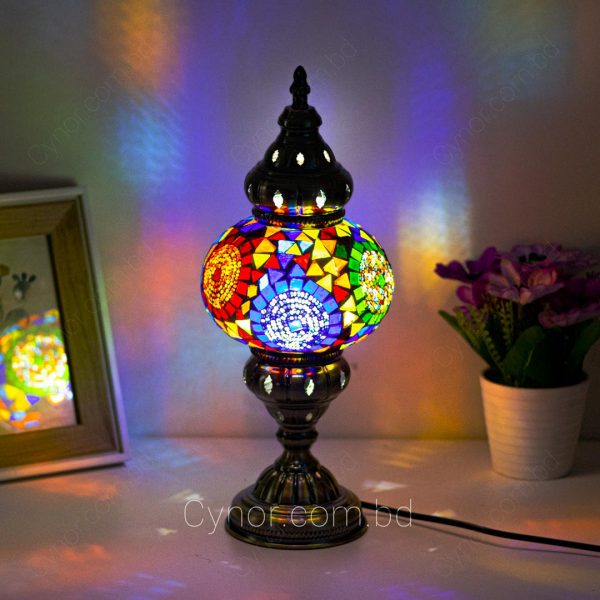 Metal Body Multi Color Glass Design Mosaic Turkish Table Lamp