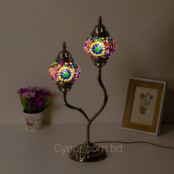 Multi Color 2 Pieces Star Design Globes Metal Body Turkish Table Lamp