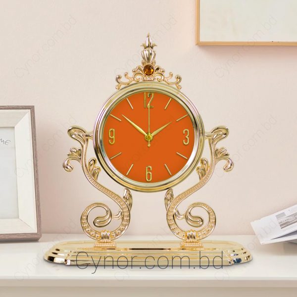 Very High Quality Metal Made Golden Color Body Orange Color Dial Table Desk Clock
