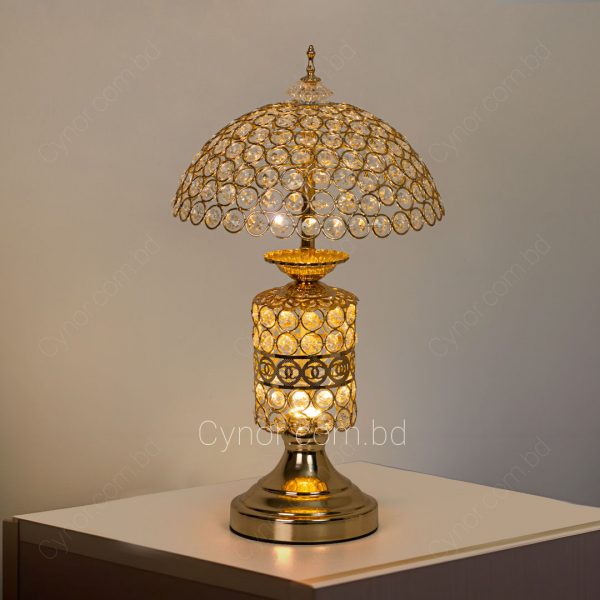 Golden Color Crystal Stone Design Metal Body Table Lamp