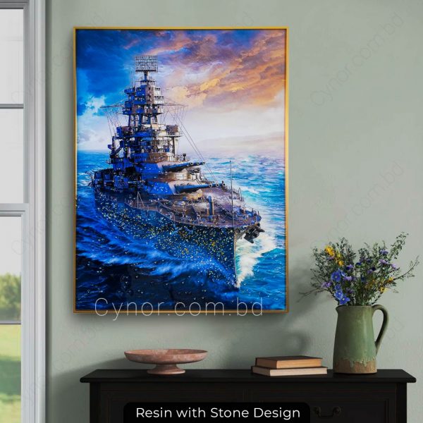 Metal Aluminium Frame Resin Stone Design Battleship Wall Frame Decor