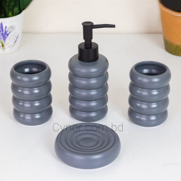 Ceramic Made Design Ash Color 4 Pieces Bathroom Set