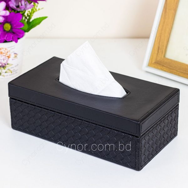 PU Artificial Leather Made Black Color Tissue Box