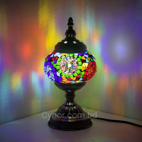Mosaic and Glass Stone Made Multi Color Turkish Table Lamp