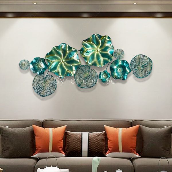 Metal Body Green Color Aquamarine Leaf Design Wall Decor