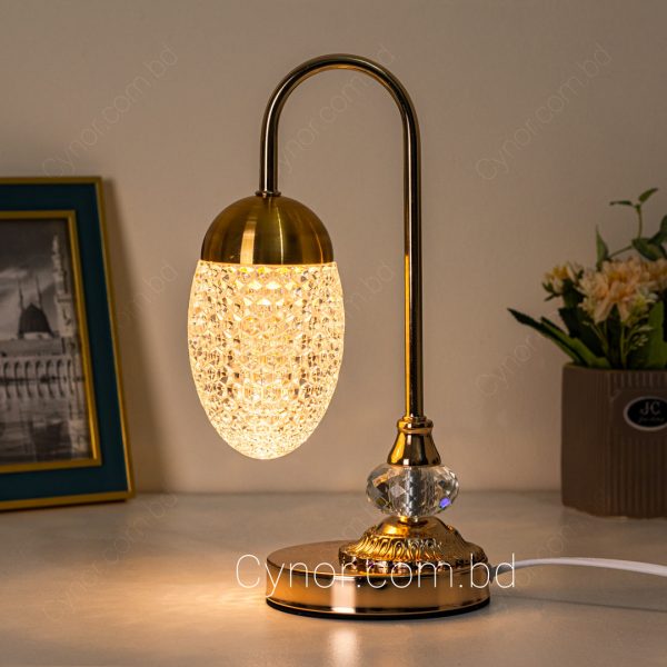 Rose Gold Color Metal Body with Crystal Glass Design Table Lamp