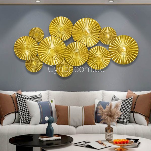 Metal Body Golden Color Disk Design Wall Decor