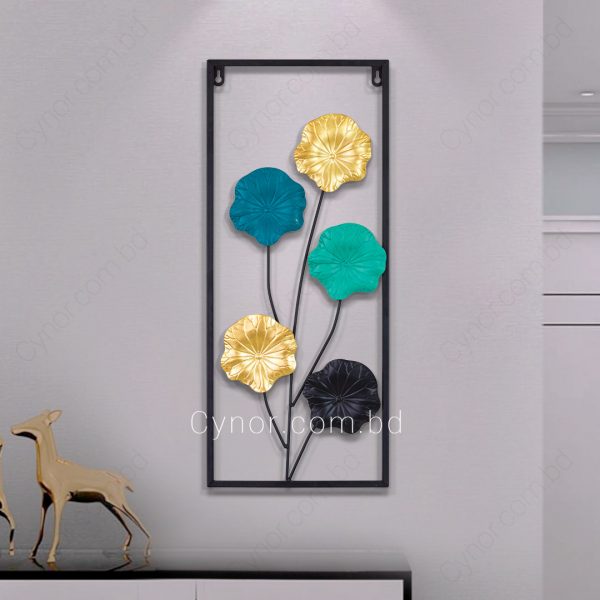 Metal Body Golden, Green, Blue, Black Color Leaf Design Wall Decor