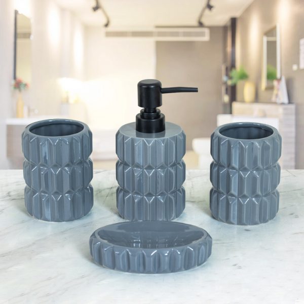 Ceramic Made Design Ash Color 4 Pieces Bathroom Set