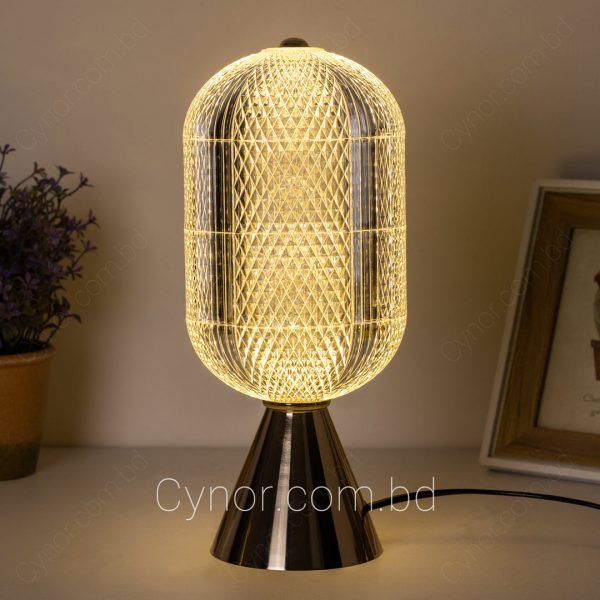 Golden Color Metal Body with Crystal Glass Design Table Lamp