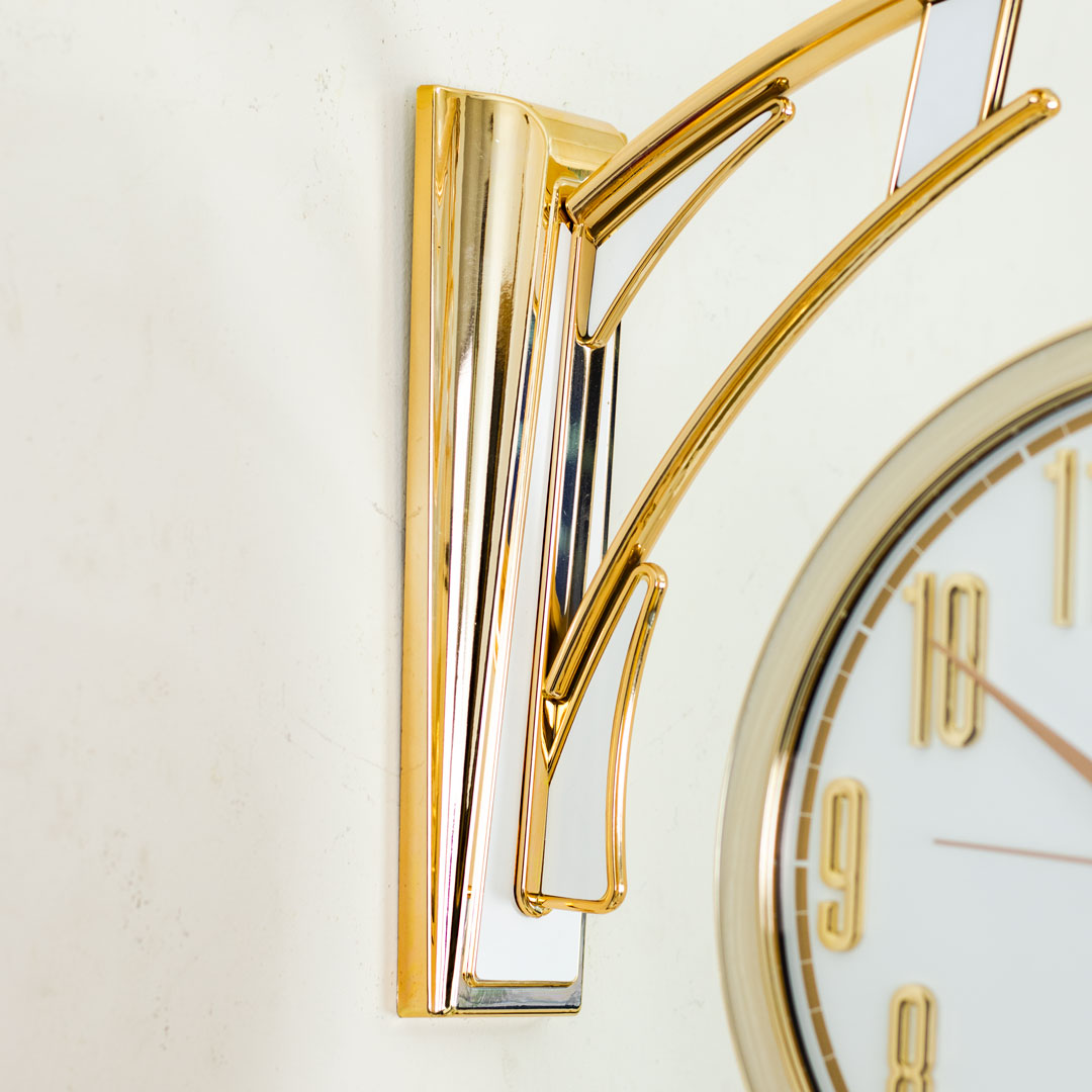 WC247-Cream-Golden, Cream and White Color Fiber Body Double Sided Station Wall Clock (10)