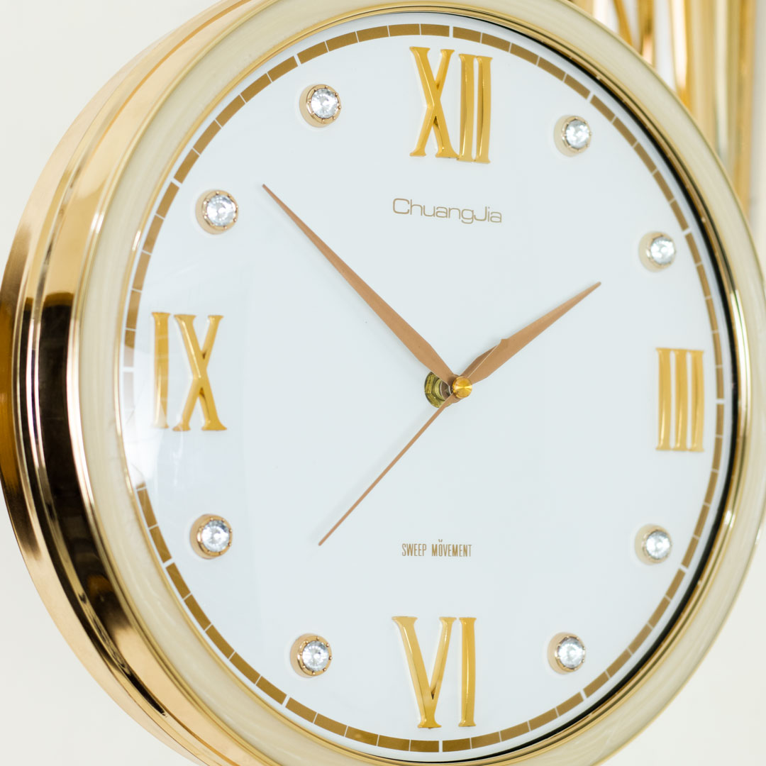 WC247-Cream-Golden, Cream and White Color Fiber Body Double Sided Station Wall Clock (6)