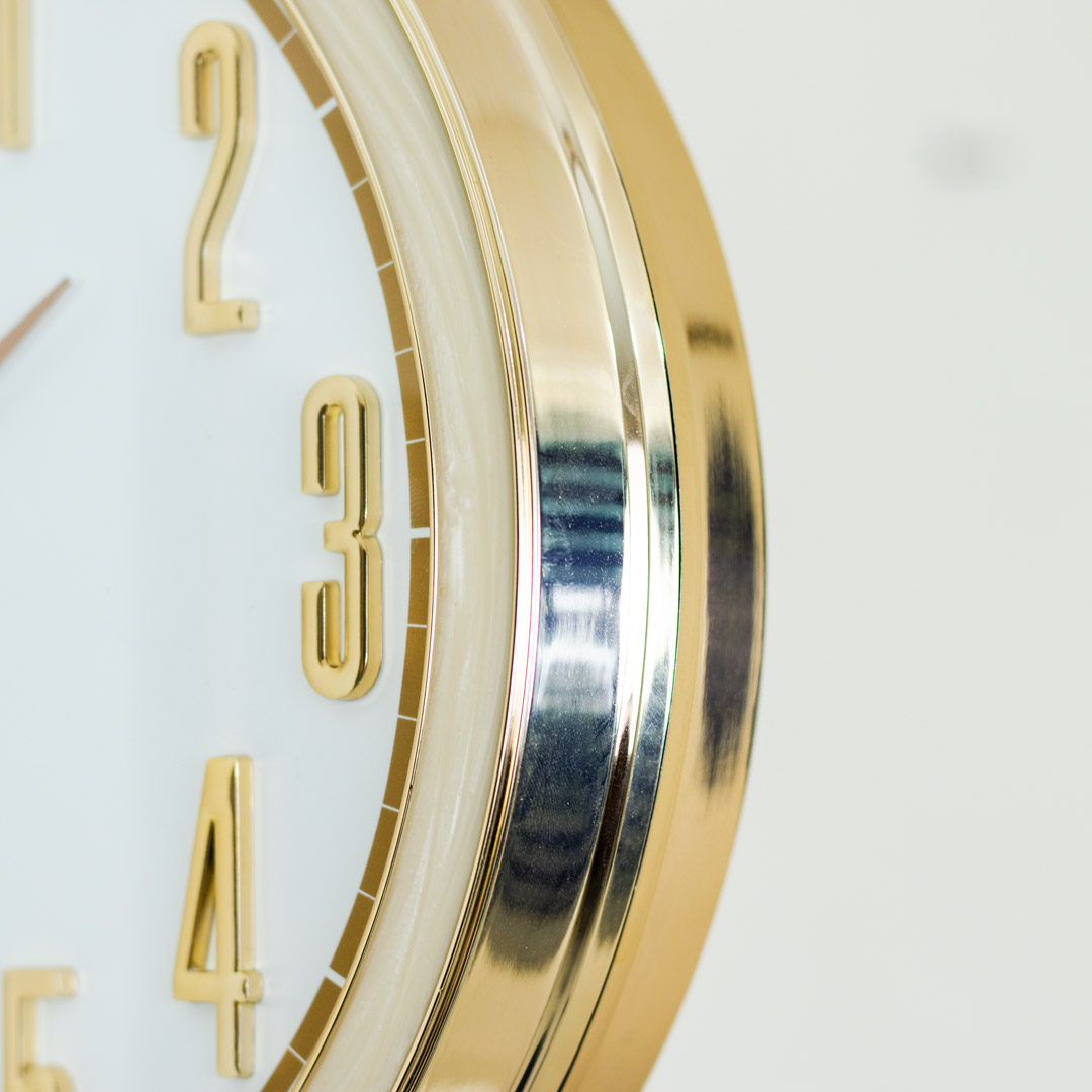 WC247-Cream-Golden, Cream and White Color Fiber Body Double Sided Station Wall Clock (7)