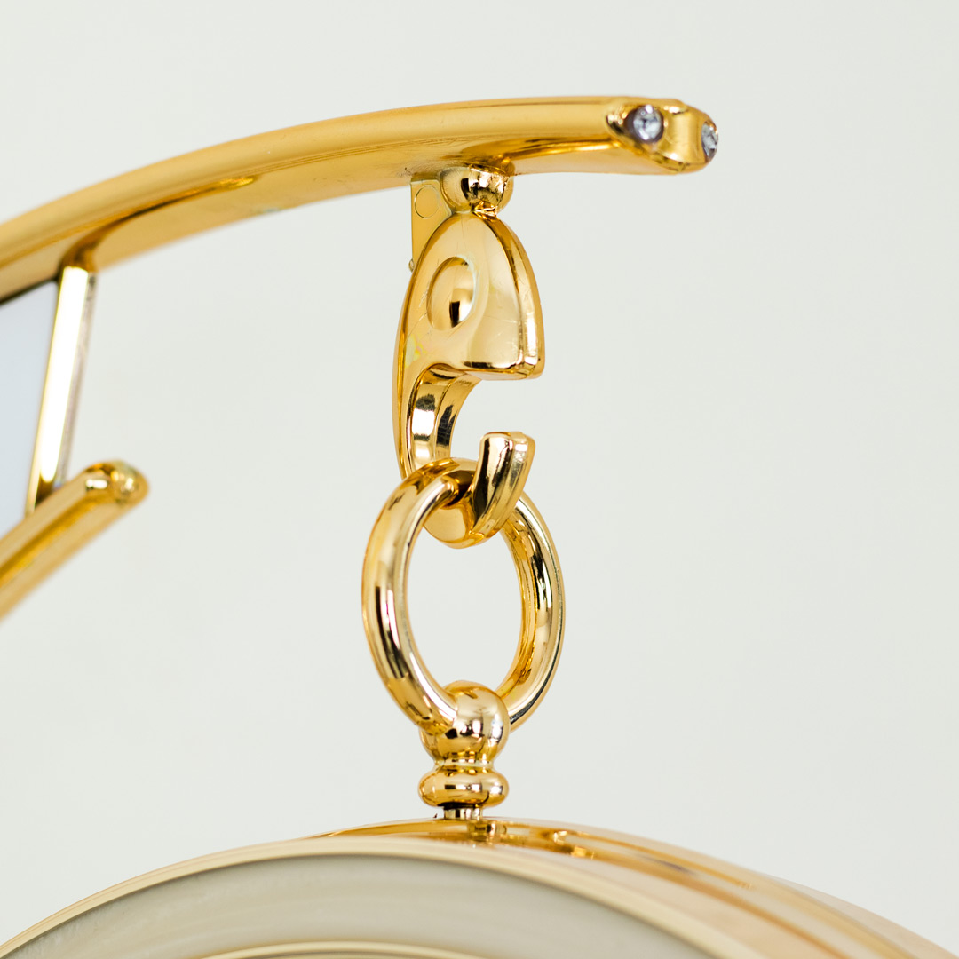WC247-Cream-Golden, Cream and White Color Fiber Body Double Sided Station Wall Clock (8)