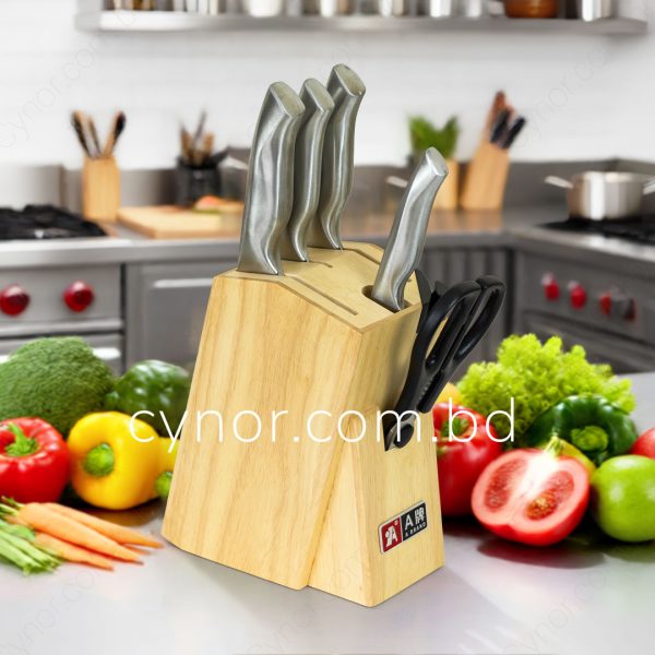 Stainless Steel 7 Pcs Professional Kitchen Knife Set with Wooden Stand