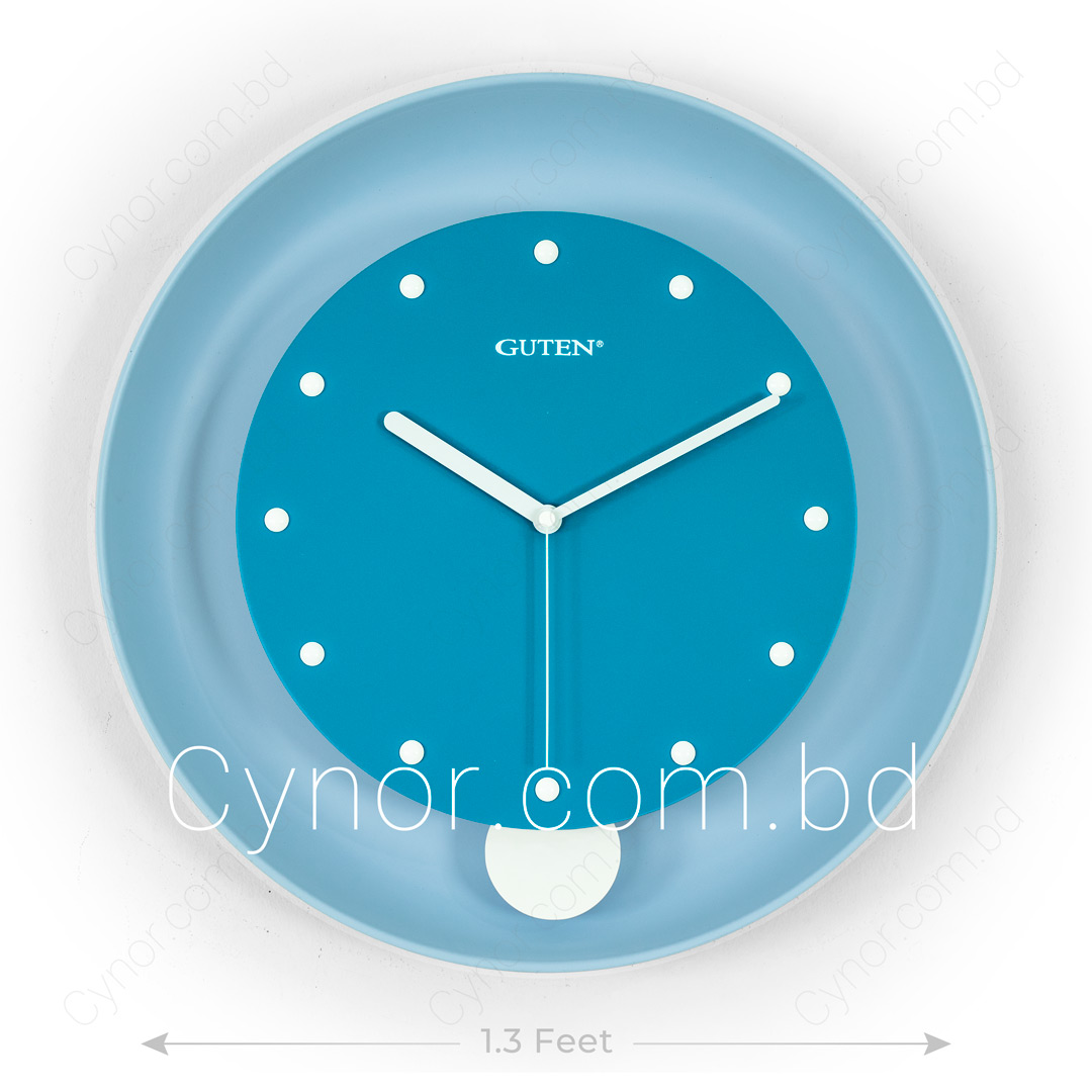 WC585-High Quality Metal and Wooden Body Teal and Light Blue Color Wall Clock with Hourly Ringing Sound (3)