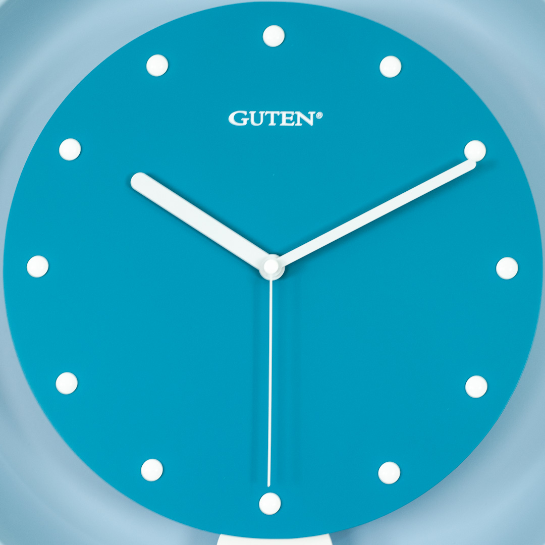 WC585-High Quality Metal and Wooden Body Teal and Light Blue Color Wall Clock with Hourly Ringing Sound (5)