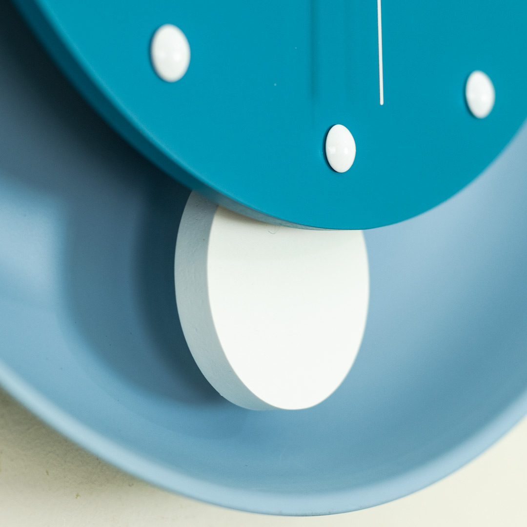 WC585-High Quality Metal and Wooden Body Teal and Light Blue Color Wall Clock with Hourly Ringing Sound (8)