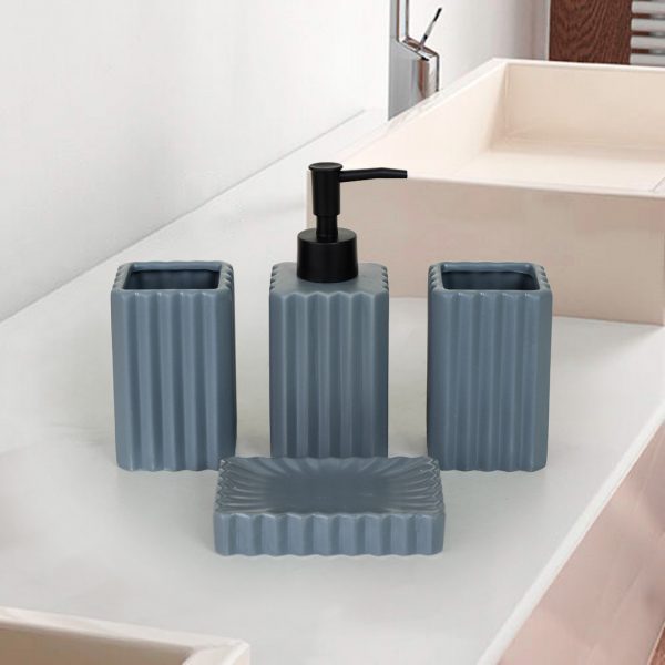 Ceramic Made Design Ash Color 4 Pieces Bathroom Set