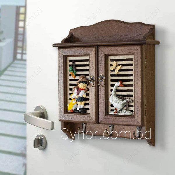 Wooden Body Decorative Design Double Doors Key Holder