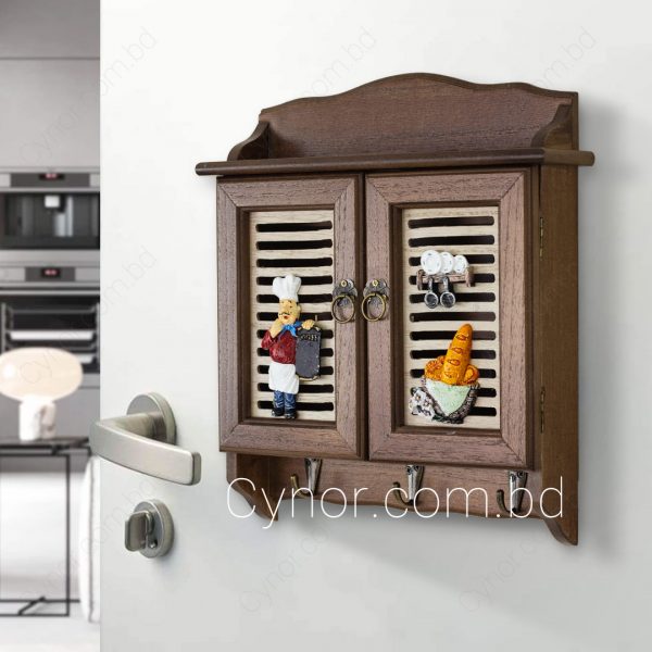 Wooden Body Decorative Design Double Doors Key Holder