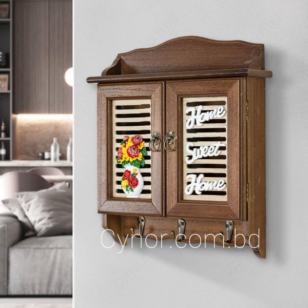 Wooden Body Decorative Design Double Doors Key Holder